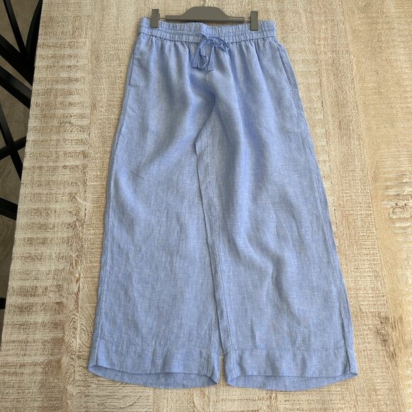 J.Crew Blue Wide Leg Seaside Linen Cropped Pant Trouser Size S - Picture 3 of 13